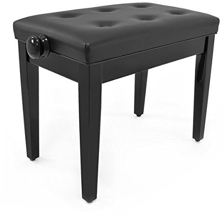 Deluxe-Klavierhocker von Gear4music Hochglanz Schwarz