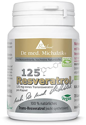 Resveratrol 125 Dr. med. Michalzik - Trans-Resveratrol aus Polygonum cuspidatum Extrakt - japanisches-Staudenknöterich-Wurzel Extrakt 500 mg - ohne Zusatzstoffe - von BIOTIKON®