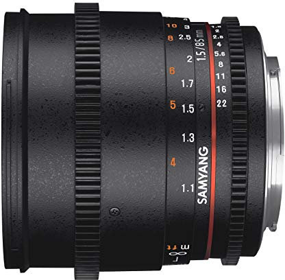 Samyang F1313006101 - Objetivo para vídeo VDSLR para Sony E (Distancia Focal Fija 85mm, Apertura T1.5-22 AS IF UMC II, diámetro Filtro: 72mm), Negro