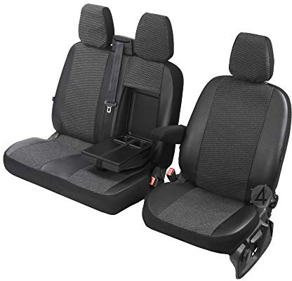 Pokter Sitzbezüge Viva passgenau für FIAT Ducato 2006-2016, 2+1, Erste Reihe (1+2), Schwarz, Kunstleder, Auto, Sitzbezug