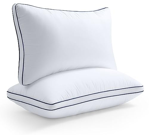 BedStory 2 Pack Sleeping Pillows, Bed Pillows Down Alternative Hypoallergenic Pillows with Microfiber Filling for Side/Back/Stomach Sleeper, Pillow for Neck Pain Suffers Washable (Blue 48X74CM)