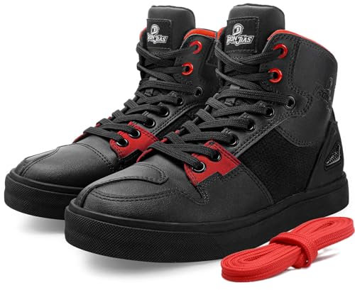 Grapelet Motorradschuhe Herren,Atmungsaktive Motorradstiefel Männer,Lässige Motocross Schuhe mit Verstärktem Leder,Knöchelpolster,rutschfest,Seitlichem Reißverschluss(44EU)