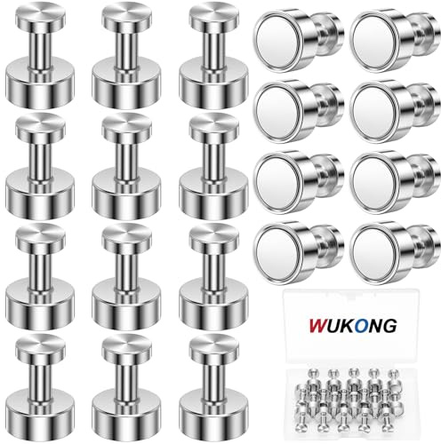 Wukong Konmagneter för Magnettavla, 12 x 16 mm | 20 Stycken Neodymmagneter Extra Starka för Kylskåp, Anslagstavla, Whiteboard, Push Pins | Kontor, Informationstavla och Kök