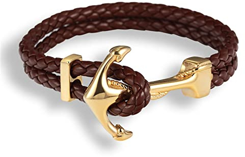 Bysonglezai Armband män armband kvinnor gåva handgjord flätad vintage läder ankare armband män punk