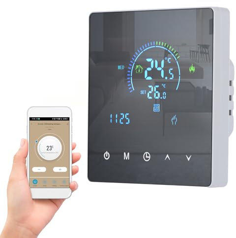 Irishom Termostato WiFi per Caldaia a Gas,Smart Programmabile Settimanalmente per Riscaldamento dell'Acqua,Display LCD/Controllo dell'APP/Controllo vocale,Compatibile con Google Home/Alexa
