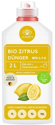 JASKER'S Bio Zitrusdünger 2 Liter Konzentrat - Zitronendünger für 400 Liter Gießwasser - 100% organischer Dünger - Zitrusdünger flüssig - Zitronenbaum-Dünger - Citrus Dünger flüssig
