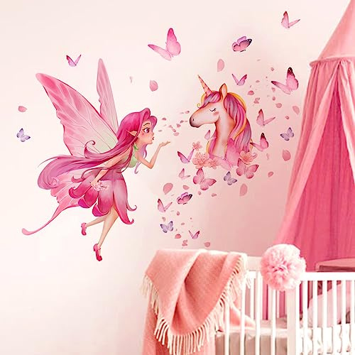HGDESIGN® Väggtatuering lysande väggdekal lysande dekal fe älva svamp väggdekal väggbild barnrum babyrum sovrum barn baby flicka väggdekoration (D)