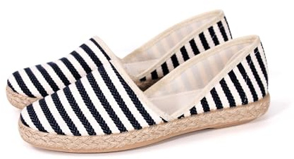 JOMIX Espadrillas Donna Estive Scarpe Comode in Tela Traspirante Senza Lacci Slip On Leggere per Mare e Tempo Libero ES2031 Nero 38