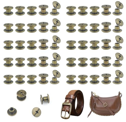 JJWNMLL 100Pcs Chicago Screw Posts M5*4mm,Rivet Binding Screws Bronze | Metal Chicago Rivet Replacement Repair for Bags, Collar, Harness, Luggage, Purse, Dog Lead, Backpack, Belt