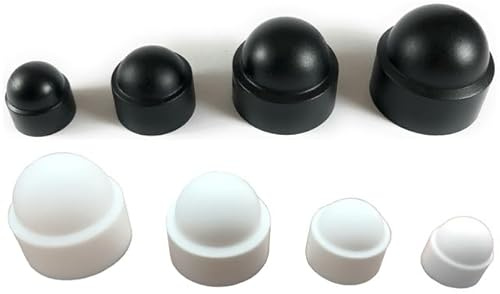 Plastic Dome Nut Protection Cap Covers (M12, 50 Pack, White)