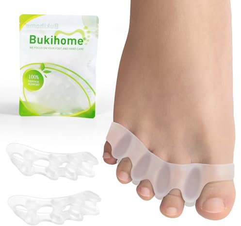 Bukihome 4 paia di separatori per dita dei piedi per uomini e donne - Separatori per dita dei piedi per correggere borsiti, piastre per dita dei piedi - Correttori per dita dei piedi in gel