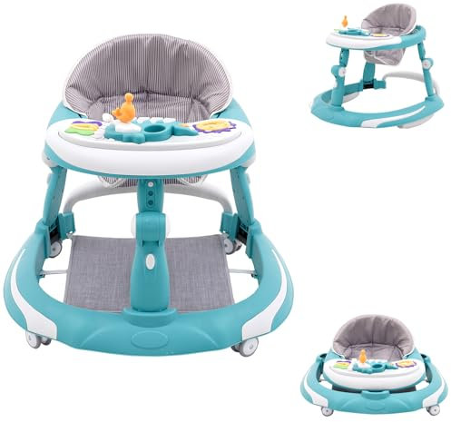 Baby Lauflernhilfe,3-in-1 Lauflernwagen vom Sitzen zum Stehen, Gehhilfe mit Esstablett und Spielcenter für Babys Jungen Mädchen ab 6 9 18 Monate (Hellgrün)