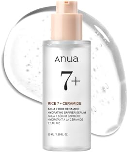 Anua Rice Ceramide 7 Hydrating Barrier Serum, Feuchtigkeitsspendendes Gesichtsserum, Nicht-komedogen, Hyaluronsäure, Niacinamid, Leicht, Duftstofffrei, Korean Skincare, 50ml