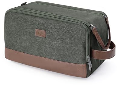 WANDF Neceser de Viaje para Hombre Impermeable, Bolsa de Aseo con Múltiples Compartimentos, Organizador para Afeitadora, Artículos de Higiene y Cosmética, Ideal para Viajes, Gimnasio o Trabajo, Verde