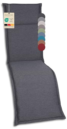 GO-DE Textil Bequeme und attraktive Polsterauflagen für Hochlehner-, Mittellehner- und Niederlehner-Gartenstühle, Sitzkissen (Einzelset, Uni Anthrazit, Relaxauflage)