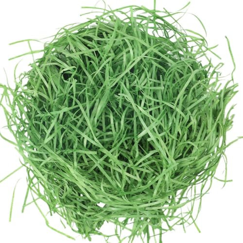 EIR Paglia per Cesti,Erba di Pasqua,Carta Velina Tagliuzzata 200g,Paglia per Scatole Regalo,Riempimento Scatole Regalo,Paglia Carta per Bomboniere per Nidi e Cesti Pasquali(Verde)