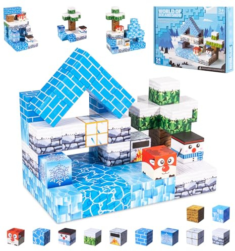 Carehabi Construction Magnetique Enfant, Jeux de Construction Magnétiques Cube, Cadeaux de Noël et d'anniversaire, Jouets sensoriels pour Enfants 3 4 5 6 7 8 Ans