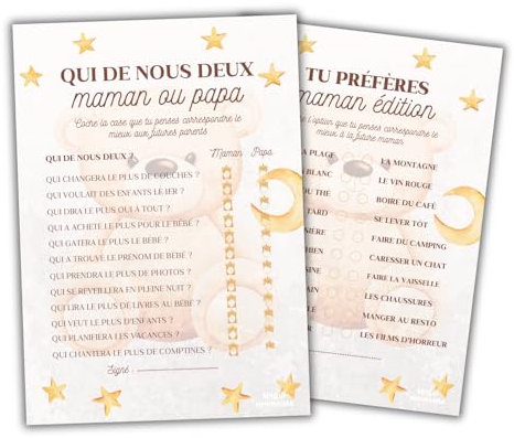 20 Cartes Ourson Baby Shower en Français | Idée de Jeu pour Gender Reveal Party | Prédiction du Sexe du Bébé Fille/Garçon | Souvenir Fête Prénatale en Famille où entre Amis (20 Cartes de Jeux)