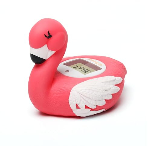 Doli Yearning Baby Bath Thermometer Safety,Toddlers Floating Bath Toy, Bathtub Thermometer, at Celsius and Fahrenheit degree - Flamingo