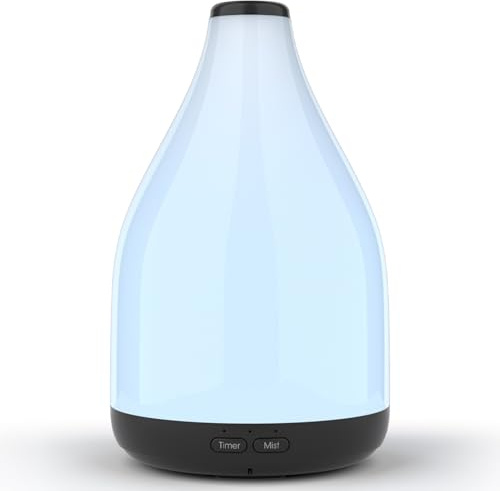 KinYiLO 300ML Essential Oil Diffuser, Quiet Aromatherapy Diffuser Mist Humidifier with 7 Colors Light, Auto-Off, 1H/3H/6H Timer, Ultrasonic Room Scent Diffuser for Home, Office, Black (No Remote)