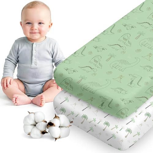 Dreamzie - Lot de 2 Drap Housse 60x120 cm Lit Bébé - Coton | Forêt Blanc/Gris · Lit Enfant · Doux · Respirant · Certifié Sans Substances Nocives · Oeko-Tex