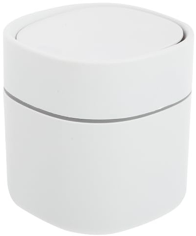 SHERCHPRY Mini Bote de Basura con Tapa Abatible, Plástico de Color Claro, Tamaño Pequeño para Escritorio y Oficina, Papelera Práctica para Almacenamiento de Residuos en Hogar, Dormitorio