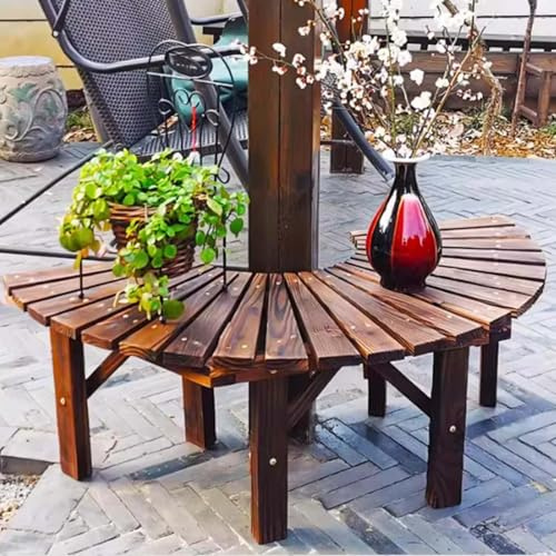 Gaommini Taburete De Flores Curvo Banco De Árbol Semicircular Banco De Jardín De Parque | Asiento Envolvente para árbol, Asiento de Madera para Patio | Bancos al Aire Libre(Half Round)