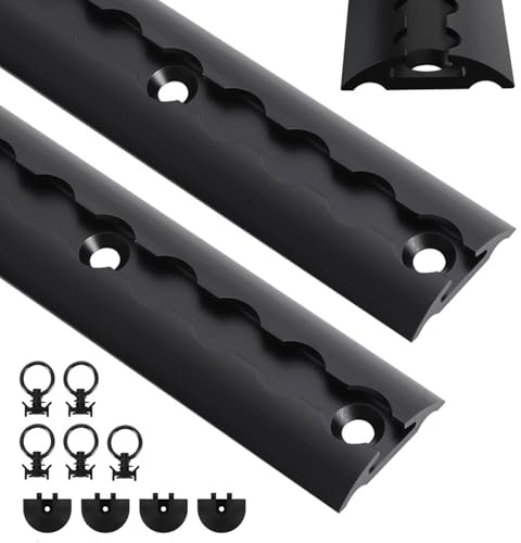 Airlineskena aluminium 2 x 1 m, surrningsskenor halvrund form, anodiserad surrningsskena med 5 surrningsöglor och 4 ändlock, hög stabilitet och hållbarhet, för släpvagnar, lastbilar, husbilar, svart