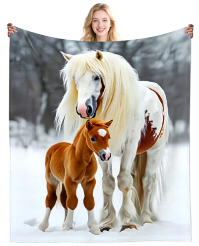 DikoGoGo Horse Blanket Gifts for Women Horses Blanket Throw Stuff Plush Bedding Cute Horses Gifts for Horse Lovers Girls Women Kids Adults Birthday Gift Room Decor 50X40INCH