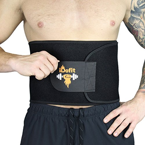 iDofit Taillentrimmer-Gürtel, Schweißwickel zur Fettverbrennung, Saunagürtel Taillentrainer Bauchformer für Damen & Herren, Schwarz