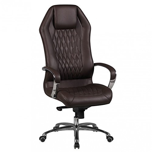 AMSTYLE Bürostuhl Monterey Echt-Leder Braun Schreibtischstuhl 120KG Chefsessel hohe Rückenlehne mit Kopfstütze X-XL