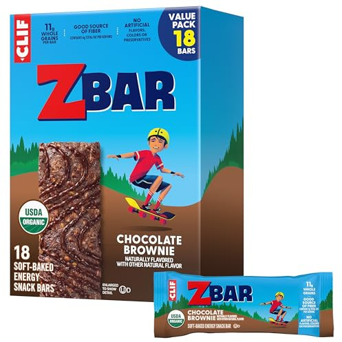 Zbar - Chocolate Brownie - Soft-Baked Energy Snack Bars - Non-GMO - 11g Whole Grains - USDA Organic Granola Bars - Snacks for Kids (18 Pack)
