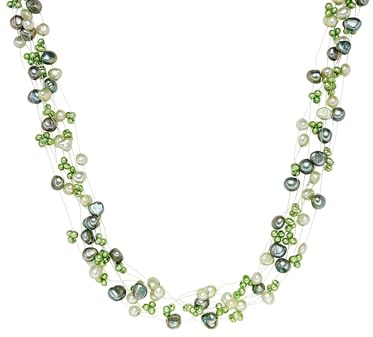 Valero Pearls Collar para Mujer Plata de ley 925 Perlas de agua dulce de cultivo Cadena de perlas