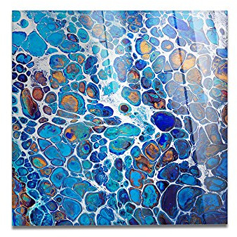 Giallobus - CUADRO SOBRE VIDRIO ACRÍLICO PLEXIGLASS - ABSTRACT DESIGN - BLU AND WHITE BUBBLES - 100X100CM