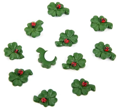 Juego de 12 pequeñas hojas pequeñas de mariquita de color verde y rojo, 1,5 cm, adornos para mesa, boda, cumpleaños, fiesta, Navidad, detalles navideños, decoración de mesa