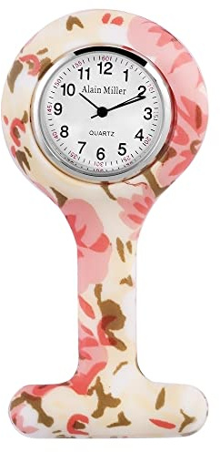 Alain Miller Schwesternuhr Mehrfarbig Muster Analog Quarz Metall Silikon Krankenschwester Ansteckuhr