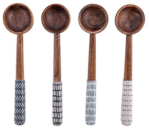 Karma Enamel Tasting Spoons Set - Enamel Tasting Spoons for Cooking - Wood Enamel Kitchen Utensils - Wood Enamel - Set of 4