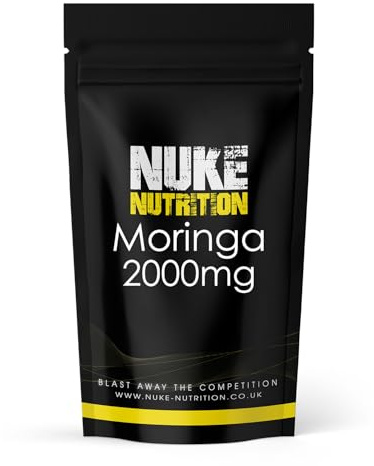 Nuke Nutrition Moringa Tablets 2000mg - 365 Tablets - Pure Moringa Oleifera Supplement Rich in Antioxidants Like Quercetin & Vitamins A, C & B6 - Moringa Leaves Extract - Easy Swallow & Vegan