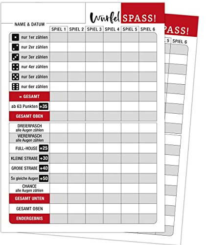 Blocco per gioco di dadi per anziani, DIN A5, lettere e numeri extra grandi, blocchi di ricambio, set da 2 blocchi per pomelli, per anziani (2 blocchetti)