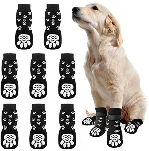 NMBCH Indoor Anti-Rutsch Socken für Hunde (8 Stück), Hundesocken Anti Rutsch, Pfotenschutz Hund, Antirutschsocken Hund mit Klettverschluss, Weicher Haustierschutz, Verbessern Sie Den Halt Ihres Hundes
