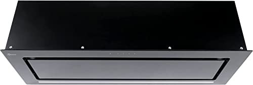 GURARI Hotte de Plafond 217 BL 90 Pr - Hotte de Cuisine Encastrable 90 cm, Noir, Verre Noir, 1000m³/h, Bandes LED, Circulation d'Air, Télécommande