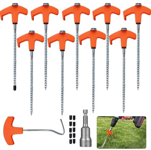 10 Stück Drehbare Zeltheringe mit Gewinde Camping heringe Schrauben zeltheringe zum Schrauben Heringe Erdnägel Stabil zum Schrauben Heringe Zelt für harten Boden Wald Wiesen Gras