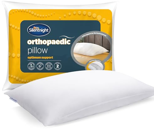 Silentnight Orthopaedic Pillow - Support Head and Neck for Spinal Alignment to Ease Aches and Pains - Filled with Foam and Hollowfibre Covered in a Soft Touch Microfibre for Comfort, Hypoallergenic