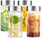 MUJUZE Glasflaschen 300ml mit Edelstahl Deckel,4er Smoothie Gläser Sets mit Messskala,Smoothie Becher to go für Säfte,Smoothies,Milch,Glas-Saftflaschen,BPA-frei,Wiederverwendbar Glaswasserflasche