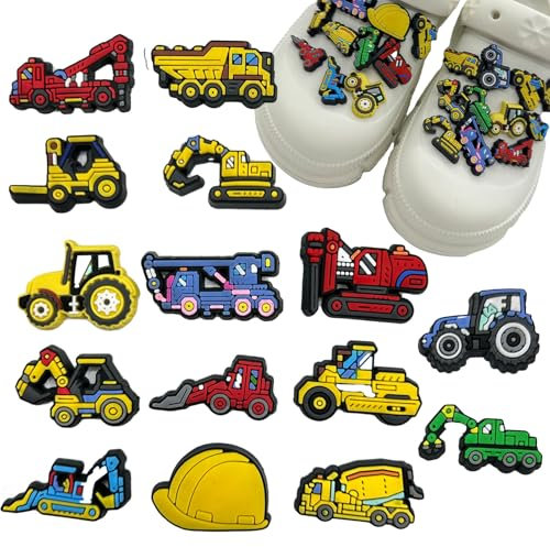 DingYaMaoYi 15 Vielseitige Schuhanstecker in Bagger-Form, Schuh Charms für Clogs, Cars Anstecker, Cars Schuhanstecker, Abnehmbare Shoe Dekoration Zubehör für Kind Jugendliche Erwachsene