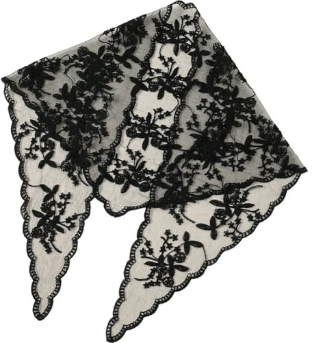 HiyyFloy Foulard À Floral pour Femme - Bandana en Dentelle - Foulard À Nouer dans Le Dos - Bandana Vintage - Foulard Triangulaire