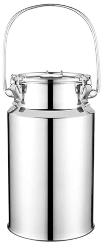 Pot a Lait INOX Bidon De Transport De Lait De Ferme 3L/5L/10L/15L Bidon De Baratte À Lait Pot Seau À Vin Baril Seau À Eau Huile Réservoir À Thé Réservoir Scellé en Acier Inoxydable HK15,3L