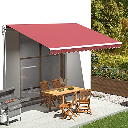 Tela de repuesto para toldo retráctil para exteriores, 4,5 x 3,5 m, color burdeos, impermeable, protección UV, perfecta para sombrilla de patio, toldo con brazo extensible