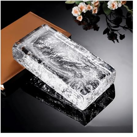 Glass Blocks Room Divider Partition,Transparent Solid Glass Bricks,for Bathroom,Bedroom,7.9X3.9X1.9IN(Single-Sided ice Crystals)