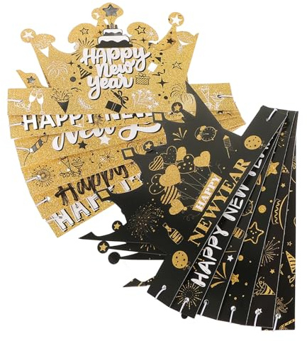 MUELODSIC 12 Piezas Sombreros de Papel Fiesta Fin de Año Colores Brillantes y Diseño Accesorios para Celebración Nochevieja